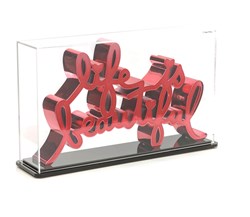 Life Is Beautiful (Red) (with Display Case) by Mr. Brainwash - Chrome Plated Resin Sculpture sized 12x7 inches. Available from Whitewall Galleries